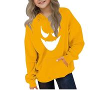 Ybing Sweat à capuche d'Halloween pour fille - Drôle - Impression d'Halloween - Y2K - Sweat à capuche - Carnaval - Festival - Haut - Vêtements de fête - Clubwear, Jaune #01., 110