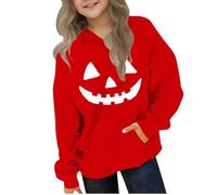 Ybing Sweat à capuche d'Halloween pour fille - Drôle - Impression d'Halloween - Y2K - Sweat à capuche - Carnaval - Festival - Haut - Vêtements de fête - Clubwear, #02 rouge., 140
