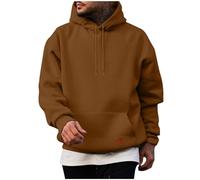 Ybing Sweat à capuche pour homme - Couleur unie - Décontracté - Avec capuche - Fin - Chaud - Avec cordon de serrage - Poche - Confortable - Hiver - Pull à manches longues - Streetwear, marron, XXL
