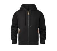 Ybing Sweat à capuche pour homme - Fermeture éclair intégrale - Décontracté - Couleur unie - Confortable - Manches longues - Veste de sport - Streetwear, Noir , L