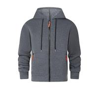 Ybing Sweat à capuche pour homme - Fermeture éclair intégrale - Décontracté - Couleur unie - Confortable - Manches longues - Veste de sport - Streetwear, gris foncé, XL