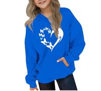 Ybing Sweat à capuche Y2K pour fille - Motif cœur - Décontracté - Décontracté - Léger - Élégant - Confortable - Manches longues - Streetwear, #03 bleu., 120