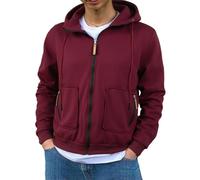 Ybing Sweat à capuche zippé intégral pour hommes décontracté couleur unie veste de survêtement personnalité sweat-shirt avec poches zippées slim fit veste de sport confortable à manches longues veste