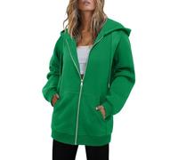 Ybing Sweat à capuche zippé pour femme - Décontracté - Couleur unie - Avec capuche - Fermeture éclair - Cordon de serrage - Veste de transition avec poche - Manches longues - Veste d'hiver confortable