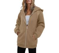 Ybing Sweat à capuche zippé pour femme - Décontracté - Couleur unie - Avec capuche - Fermeture éclair - Cordon de serrage - Veste de transition avec poche - Manches longues - Veste d'hiver confortable