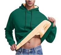 Ybing Sweat-shirt décontracté en polaire pour homme - Couleur unie - Rembourré - Chaud - Sherpa - Sweat à capuche fin - Pull en peluche - Pull à capuche avec cordon de serrage - Tailles S à 3XL, vert,