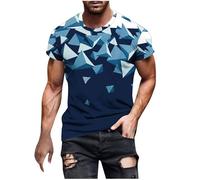 Ybing T-shirt à imprimé géométrique pour homme - T-shirt tendance - Col rond - Léger - Manches courtes - Grandes tailles - T-shirt de fitness - Été - Haut fin et confortable - T-shirt musculaire