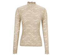 Ybing T-shirt à manches longues en dentelle pour femme - Couleur unie - Coutures en dentelle - Élégant - Col roulé - Grandes tailles - Tunique légère - T-shirt à manches longues - Pour adolescentes et