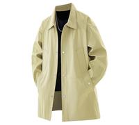 Ybing Trench-coat pour homme longueur moyenne décontracté couleur unie coupe-vent ample manches longues manteau boutons revers veste demi-saison classique coupe-vent homme manteau d'hiver veste