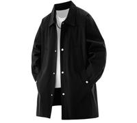 Ybing Trench-coat pour homme longueur moyenne décontracté couleur unie coupe-vent ample manches longues manteau boutons revers veste demi-saison classique coupe-vent homme manteau d'hiver veste