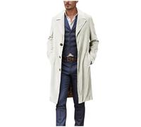Ybing Trench coat pour homme - Manteau long et léger avec boutons - Élégant - Couleur unie - Coupe-vent - Manteau d'hiver - Veste d'extérieur, beige, L
