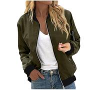 Ybing Veste bomber légère pour femme - Couleur unie - Sans capuche - Veste d'aviateur fine - Fermeture éclair - Col rond - Veste de pilote avec poche - Veste softshell fine - Veste de mi-saison