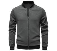 Ybing Veste bomber légère pour homme - Veste de baseball décontractée - Couleur unie - Veste d'aviateur classique - Col montant - Veste demi-saison avec fermeture éclair - Coton - Manches longues