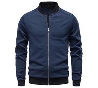 Ybing Veste bomber légère pour homme - Veste de baseball décontractée - Couleur unie - Veste d'aviateur classique - Col montant - Veste demi-saison avec fermeture éclair - Coton - Manches longues
