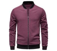 Ybing Veste bomber légère pour homme - Veste de baseball décontractée - Couleur unie - Veste d'aviateur classique - Col montant - Veste demi-saison avec fermeture éclair - Coton - Manches longues