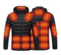 Ybing Veste chauffante unisexe USB électrique avec 3 niveaux de température - Veste matelassée chauffante avec capuche - Doudoune chauffante - Fermeture éclair - Veste d'hiver chaude - Grandes tailles