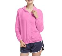 Ybing Veste de mi-saison pour femme - Couleur unie - Veste d'extérieur fine à capuche - Veste de pluie imperméable - Veste de cyclisme légère et respirante - Fermeture éclair - Veste fonctionnelle