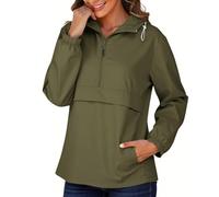 Ybing Veste de pluie 1/2 à fermeture éclair pour femme - Imperméable - Élégante - Couleur unie - Veste de transition fine - Veste softshell légère avec capuche - Respirante - Veste d'extérieur pour