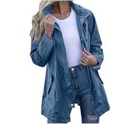 Ybing Veste de pluie pour femme - Longue - Imperméable et respirante - Veste d'extérieur légère - Décontractée - Coupe-vent - Veste de sport fine - Veste de mi-saison - Veste de randonnée - Coupe-vent