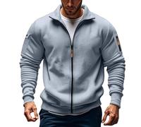 Ybing Veste de travail tendance pour homme - Décontractée - Couleur unie - Fermeture éclair - Veste mi-saison ample - Manteau d'hiver - Automne - Hiver - Veste de loisirs streetwear, gris, XL
