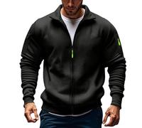 Ybing Veste de travail tendance pour homme - Décontractée - Couleur unie - Fermeture éclair - Veste mi-saison ample - Manteau d'hiver - Automne - Hiver - Veste de loisirs streetwear, Noir , 3XL