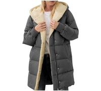 Ybing Veste d'hiver pour femme - Longue - Décontractée - Sweat à capuche - Veste polaire - Couleur unie - Manteau d'hiver avec capuche - Doudoune doublée chaude - Veste matelassée fine - Fermeture