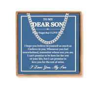 YBISNAIRE Collier à maillons cubains de Noël pour homme - Cadeau d'anniversaire pour fils - De la part de maman, papa à mon garçon, chaîne hip-hop, cadeau de remise de diplôme, Argent