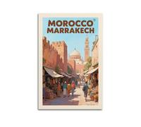 YBJDLO Poster de voyage vintage Marrakech Marrakech - Décoration murale moderne et esthétique - Cadeau pour lit d'amis - Sans cadre - 50 x 75 cm