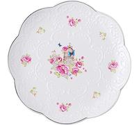 YBK Tech Assiette à dessert en porcelaine anglaise pour le thé de l'après-midi - Roses roses (20,3 cm)