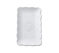 YBK Tech - Assiette rectangulaire en forme de dentelle en porcelaine pour le petit déjeuner et le thé de l'après-midi, Porcelaine, blanc, 12-inch