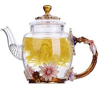 YBK Tech Créatif Théière en Verre à fleurs pour Kung Fu Tea, Bon Cadeau pour Sœur, Maman (chrysanthème)