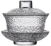 YBK Tech Crystal Gaiwan Tasse à thé en verre avec soucoupe et couvercle, bol à thé traditionnel chinois Sancai (tasse transparente)