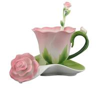 YBK Tech Ensemble tasse à café et soucoupe en porcelaine anglaise 3D Rose