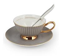 YBK Tech Ensemble tasse et soucoupe style européen en porcelaine anglaise pour thé et café - Noir