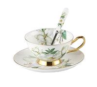 YBK Tech Euro style Coupe & Soucoupe Ensemble Art OS Chine Céramique Thé Café Coupe pour Accueil Cuisine Mariage (Camélia)