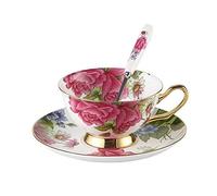 YBK Tech Euro style Coupe & Soucoupe Ensemble Art OS Chine Céramique Thé Café Coupe pour Accueil Cuisine Mariage (Rose rose)