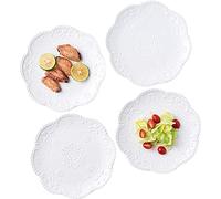 YBK Tech Lot de 4 assiettes rondes élégantes en dentelle en relief pour petit déjeuner, thé de l'après-midi, 15,2 cm