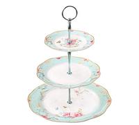 YBK Tech Présentoir à gâteaux vintage à 3 étages en porcelaine Bleu clair