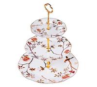 YBK Tech Présentoir à gâteaux vintage à 3 étages en porcelaine Marron