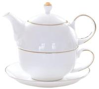 YBK Tech Service à thé en Céramique pour une Personne, théière de 12oz et Tasse de 8.2oz avec Soucoupe (Blanc)
