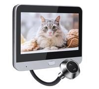 YBLNTEK Caméra de surveillance WiFi avec écran couleur de 4,3 pouces, judas de porte avec grand angle de 120° et capteur PIR, batterie 5000 mAh, appel vidéo bidirectionnel et vue en direct, 2,4 GHz
