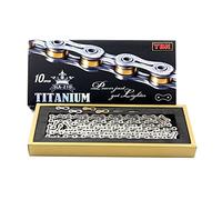 YBN SLA210-Silver Titane (Ti64) Chaîne de vélo 10 vitesses adaptée à divers systèmes (argent)