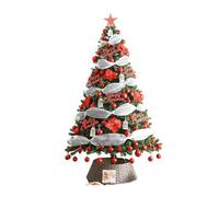 YBNKKUXKN Arbre de noël Sapin de Noël Rouge avec Ruban de cryptage et lumières for la décoration de fête de Noël à la Maison, décoration intérieure et extérieure de Vacances Sapin Noel(1.8m)