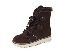 YBNKKUXKN Bottes de neige for femmes, col en fausse fourrure, doublure polaire, semelle extérieure antidérapante, bottines chaudes en daim(Coffee,37)