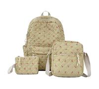 YBNKKUXKN Cartable Ensemble De Sacs À Dos À Nœud en Trois Pièces, Cartable en Coton for Étudiant, Grande Capacité, Joli Sac, Parfait for Les Voyages Sac à Dos(Geel,No Doll)