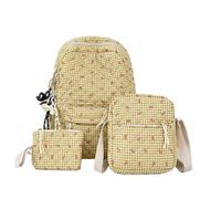 YBNKKUXKN Cartable Ensemble De Sacs À Dos À Nœud en Trois Pièces, Cartable en Coton for Étudiant, Grande Capacité, Joli Sac, Parfait for Les Voyages Sac à Dos(Geel,Bring a Doll)