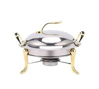 YBNKKUXKN Chafing Dish Rond en Acier Inoxydable Chafer Roll Top Chafer for dîner Servant Buffet Plus Chaud avec casseroles Supports de Carburant(Gold,18cm)