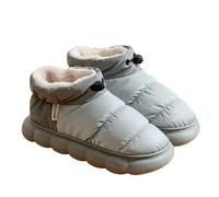 YBNKKUXKN Chaussons matelassés en fourrure for femmes et hommes, doublure chaude en peluche, bottines confortables à talon compensé for l'intérieur et l'extérieur en hiver.(Grey,36/37)