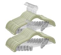 YBNKKUXKN Cintres Lot de 5 cintres en Peluche avec Clips, Crochets rotatifs et tiges de Support antidérapantes, for Suspendre Uniquement des vêtements secs (Vestes, Pantalons et Robes) Cintre(Groen)