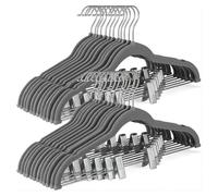 YBNKKUXKN Cintres Lot de 5 cintres en Peluche avec Clips, Crochets rotatifs et tiges de Support antidérapantes, for Suspendre Uniquement des vêtements secs (Vestes, Pantalons et Robes) Cintre(Grey)